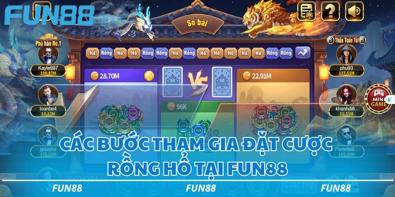 Rồng hổ Fun88 - Game bài đỉnh cao hàng đầu hiện nay 2 Các bước tham gia đặt cược Rồng hổ Fun88